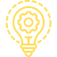 A yellow picture of a light bulb inside a partly open circle. - Taylor Made Truck Driving School